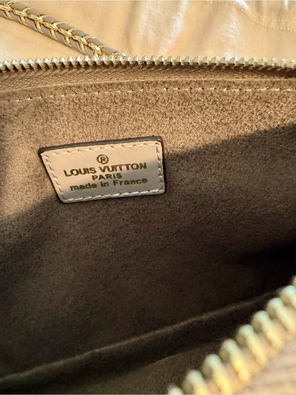 Louis Vuitton Taupe and Cream Mini Shoulder Bag with Gold Chain